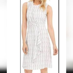 Calvin Klein Womens Stripe Wrap Dress, White Sz 12